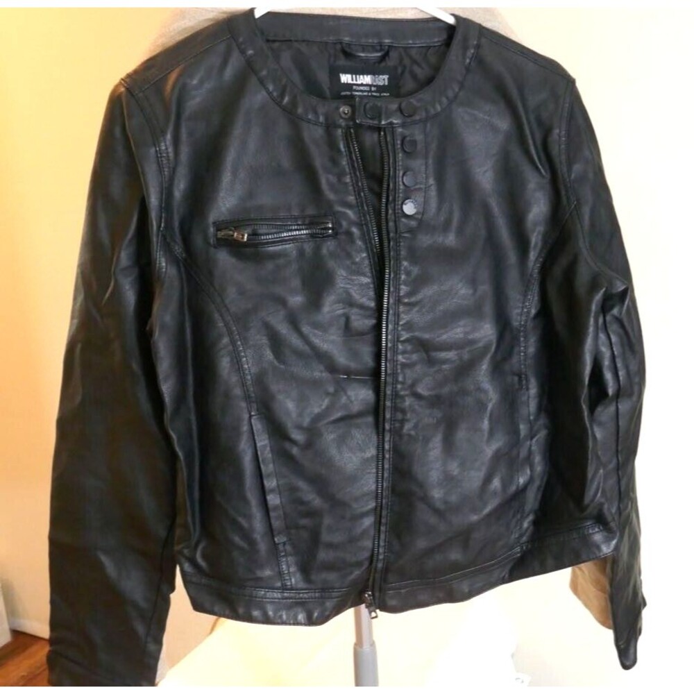 WILLIAM RAST ROGUE REVOLUTION FAUX LEATHER BIKER JACKET BLACK LARGE